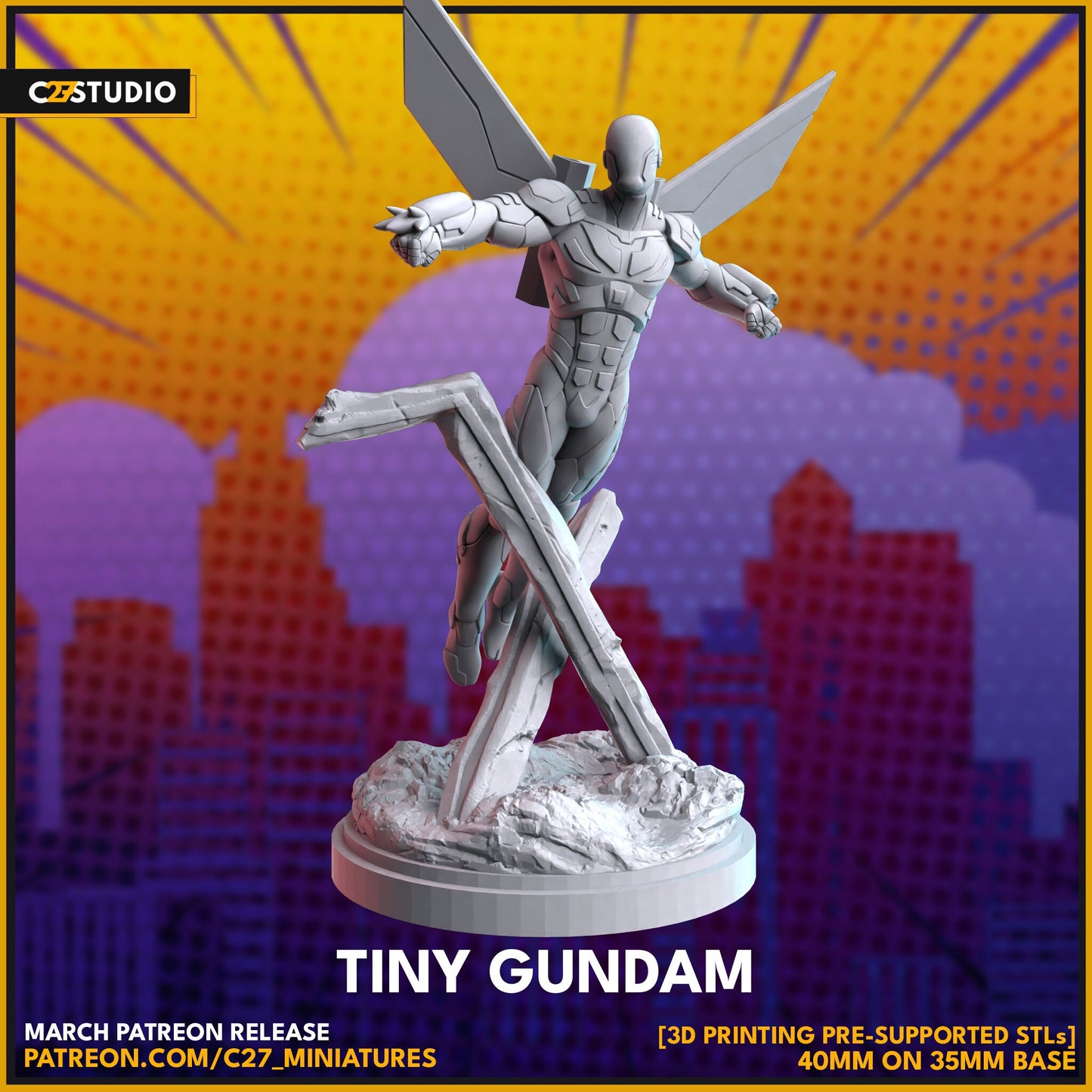 Mach X / Tiny Gundam 40mm miniature (sculpted by C27 collectibles) (Crisis Protocol Proxy/Alternative)