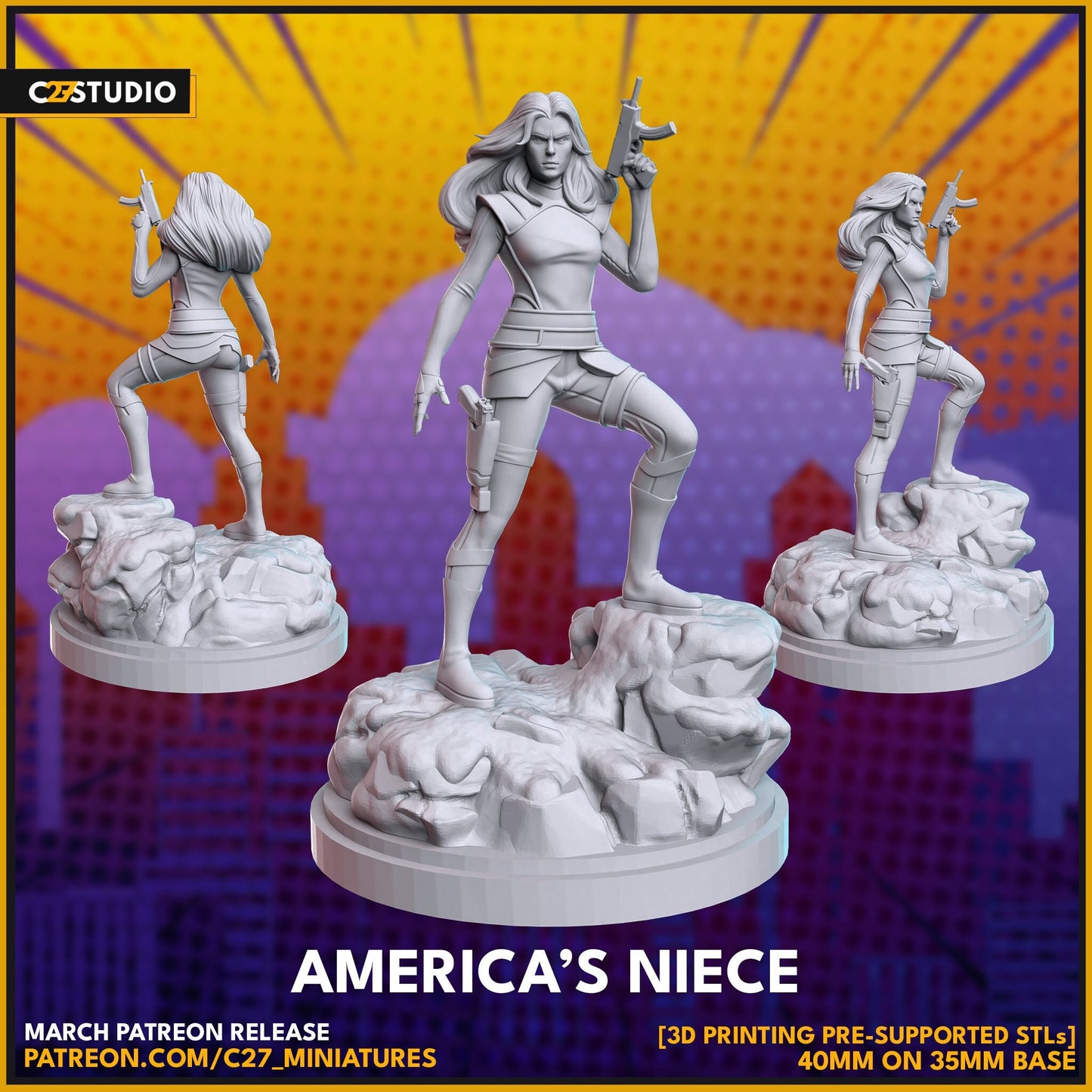 Sharon Carter / America's Niece 40mm miniature (sculpted by C27 collectibles) (Crisis Protocol Proxy/Alternative)