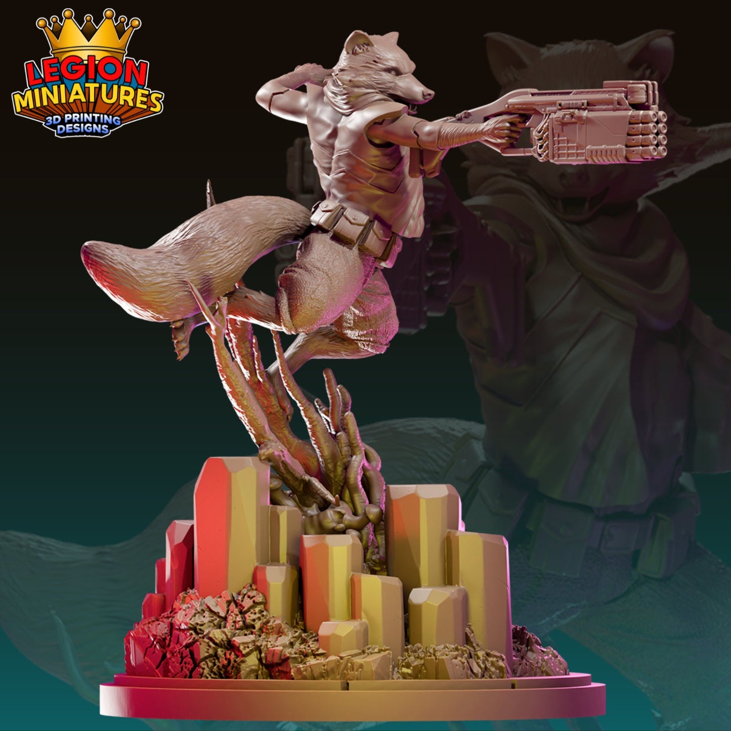 Rocket Fan-Art 40mm Miniature (Sculpted by Legion Miniatures) (Crisis Protocol Proxy/Alternative)