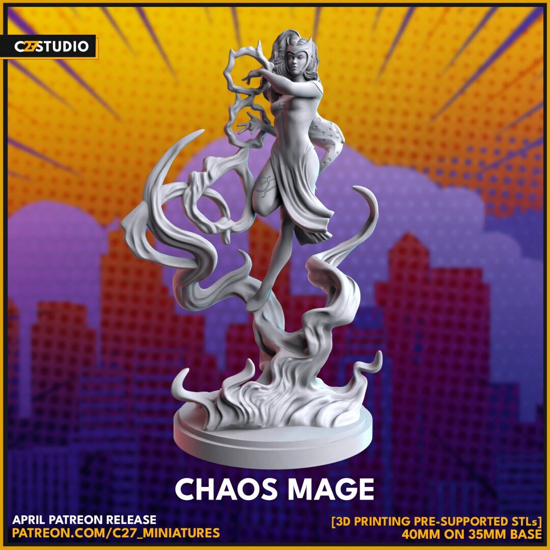 Scarlet Witch X / Chaos Mage 40mm miniature (sculpted by C27 collectibles) (Crisis Protocol Proxy/Alternative)