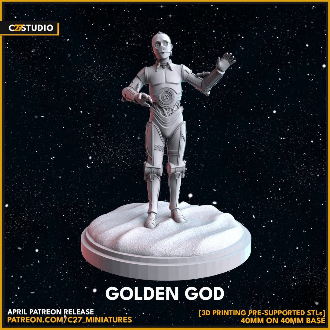 C3PO / Golden God 40mm miniature (sculpted by C27 collectibles) (Crisis Protocol Proxy/Alternative)
