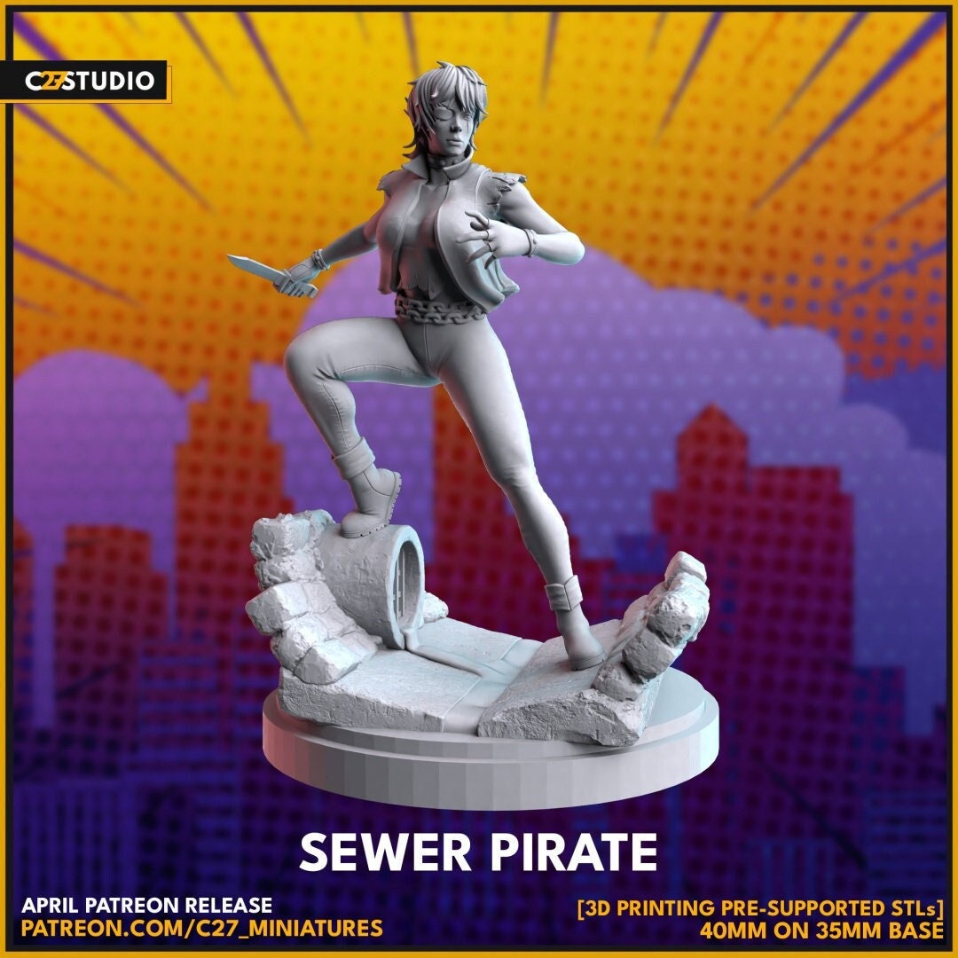Callisto / Sewer Pirate 40mm miniature (sculpted by C27 collectibles) (Crisis Protocol Proxy/Alternative)