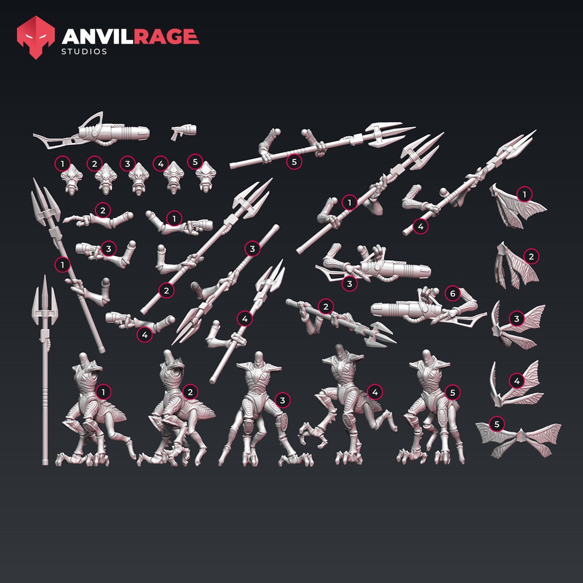 Geobugs Elites - set of 5 (Sculpted by Anvilrage Studios)