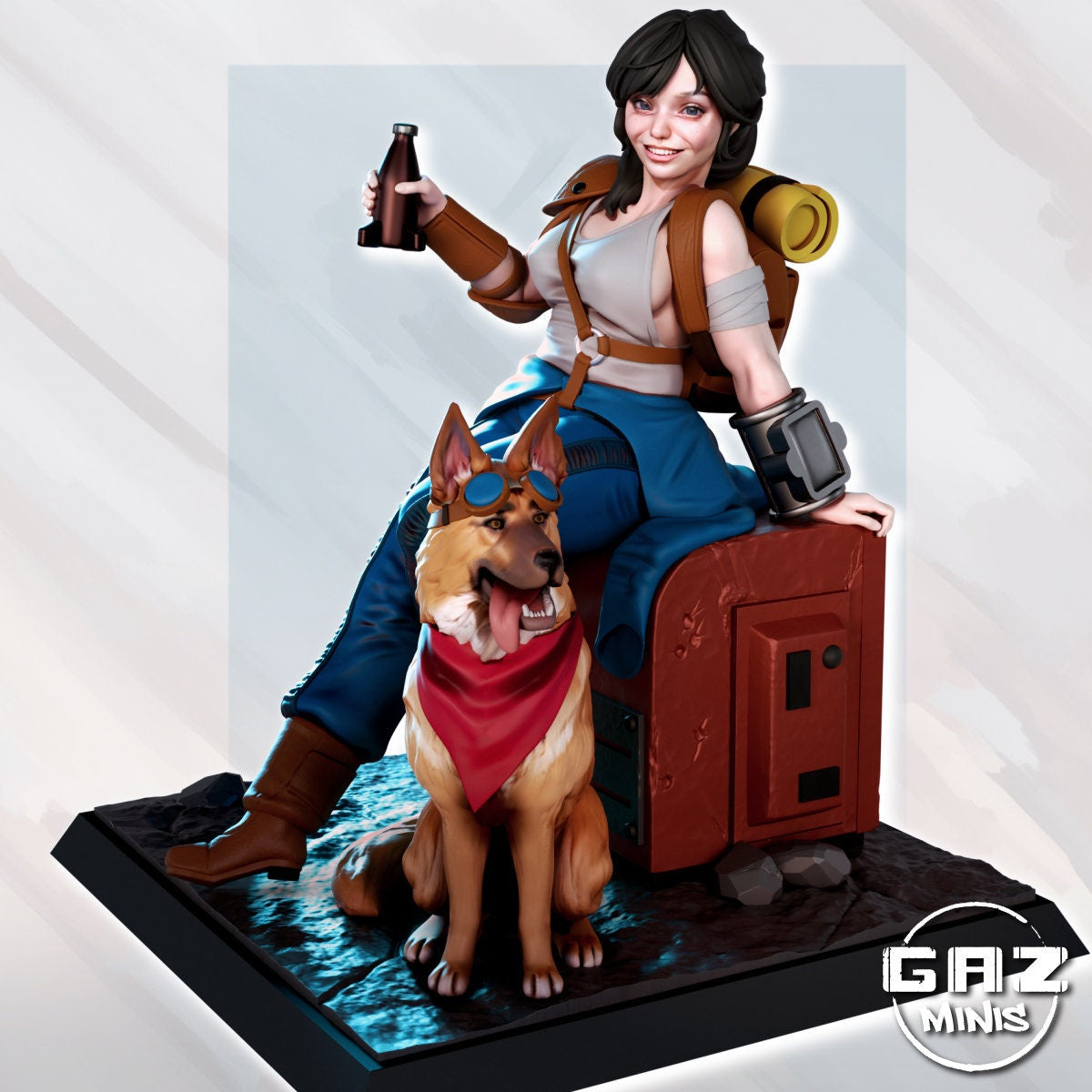 Vault Dweller Diorama - 32mm/75mm scale (sculpted by Gaz Minis)