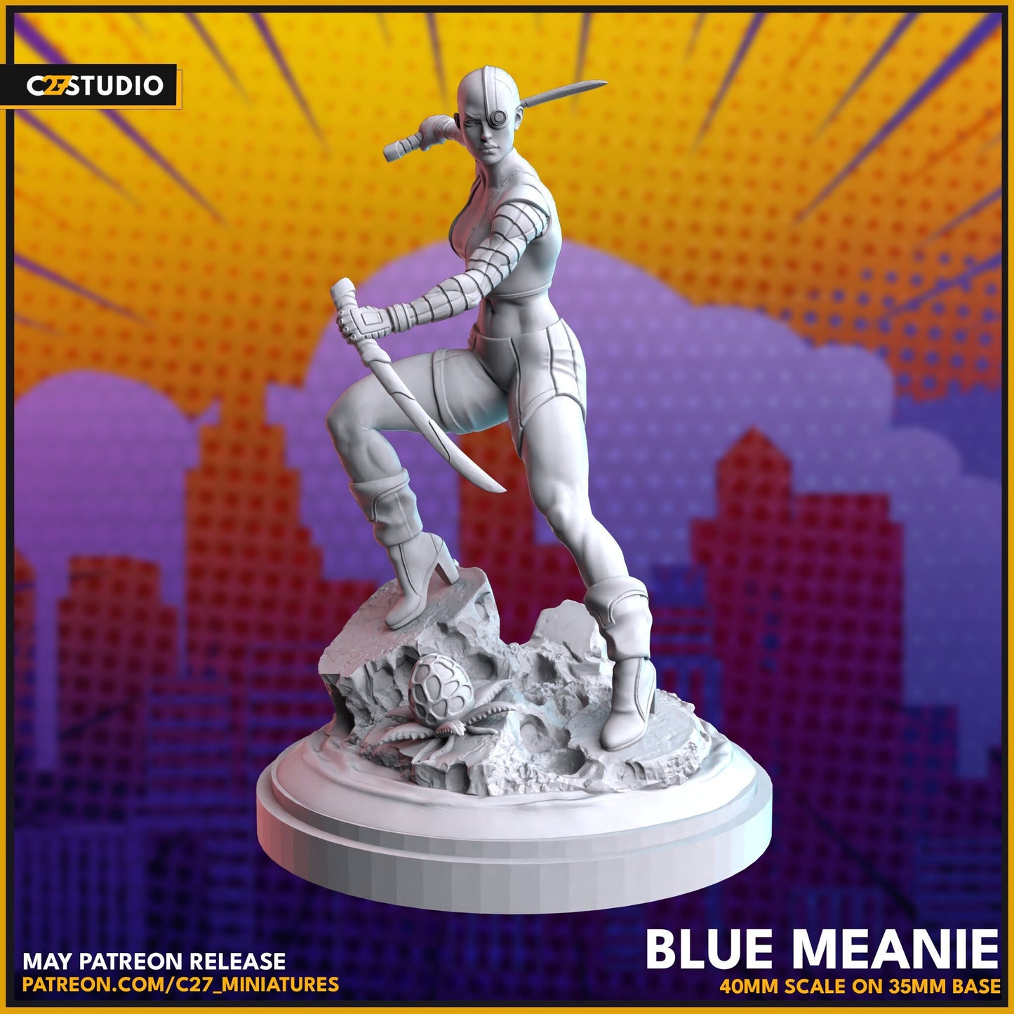 Nebula / Blue Meanie 40mm miniature (sculpted by C27 collectibles) (Crisis Protocol Proxy/Alternative)