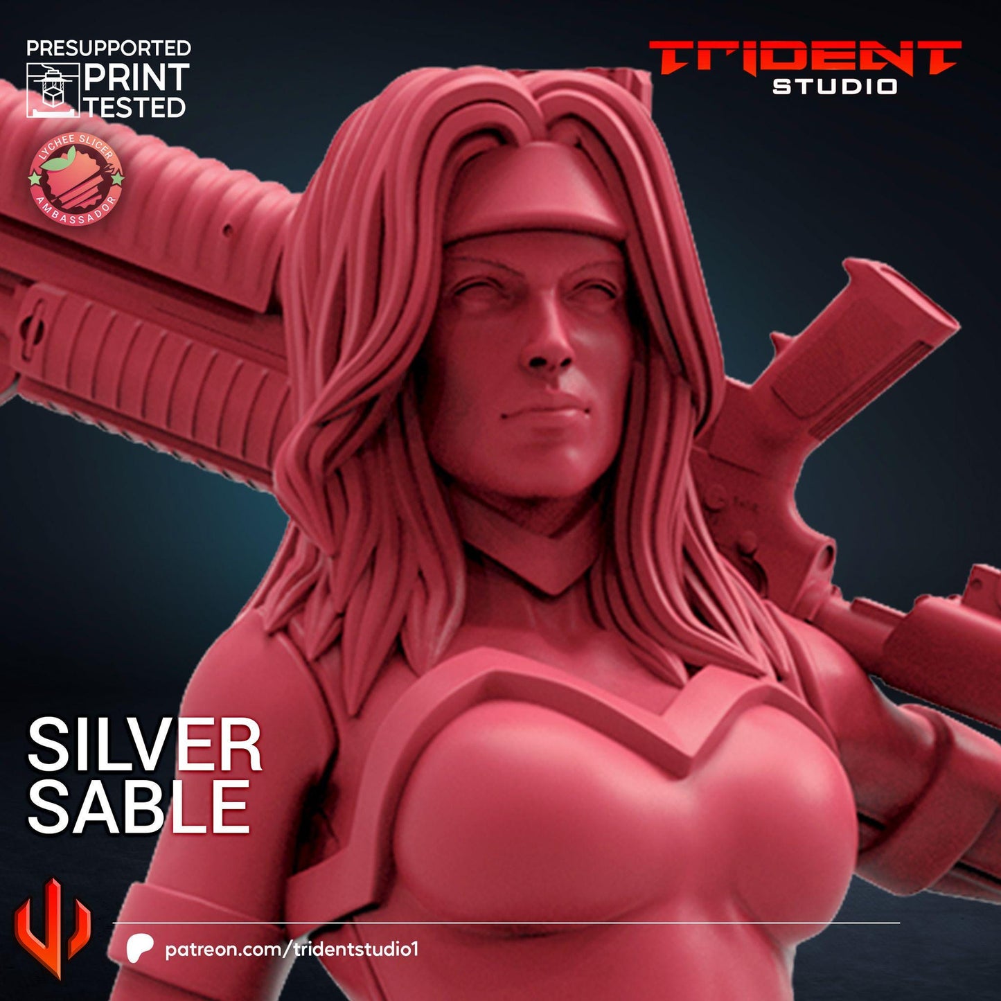 Silver Sable A (Fan art sculpted by Trident Studio) (Crisis Protocol Proxy/Alternative)