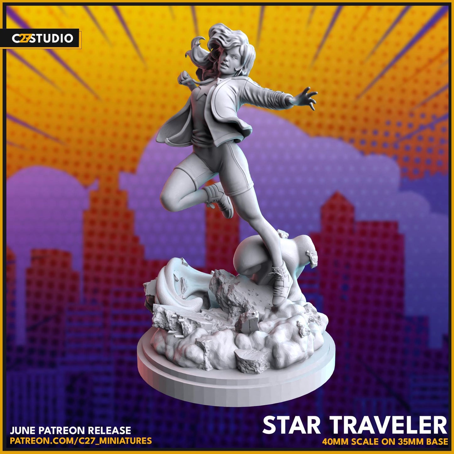America Chavez / Star Traveler 40mm miniature (sculpted by C27 collectibles) (Crisis Protocol Proxy/Alternative)