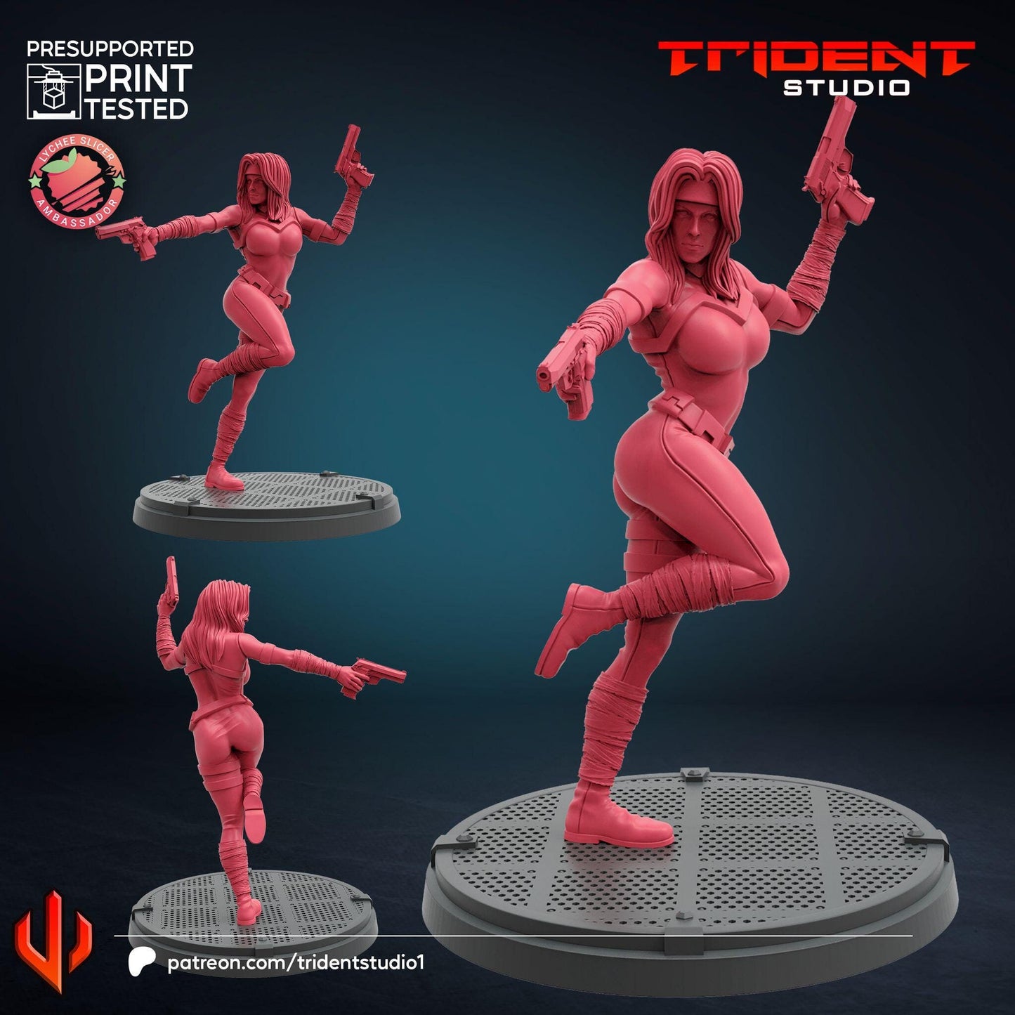 Silver Sable B (Fan art sculpted by Trident Studio) (Crisis Protocol Proxy/Alternative)