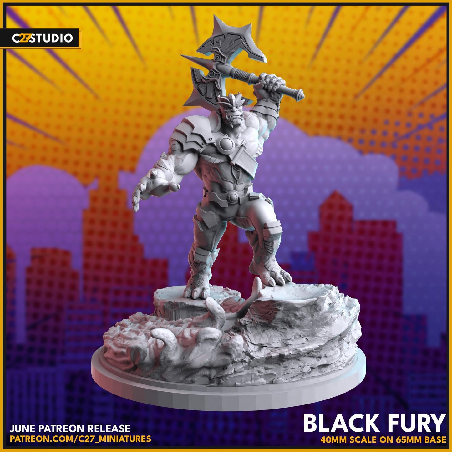 Black Dwarf / Black Fury 40mm miniature (sculpted by C27 collectibles) (Crisis Protocol Proxy/Alternative)
