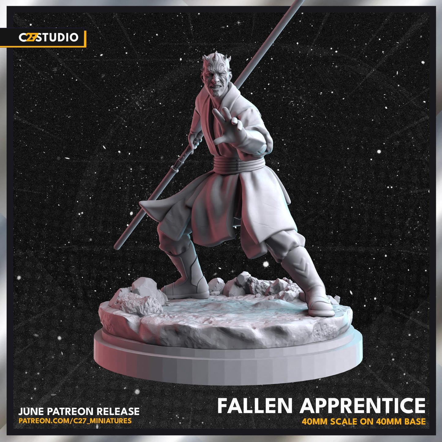 Darth Maul / Fallen Apprentice 40mm miniature (sculpted by C27 collectibles) (Crisis Protocol Proxy/Alternative)