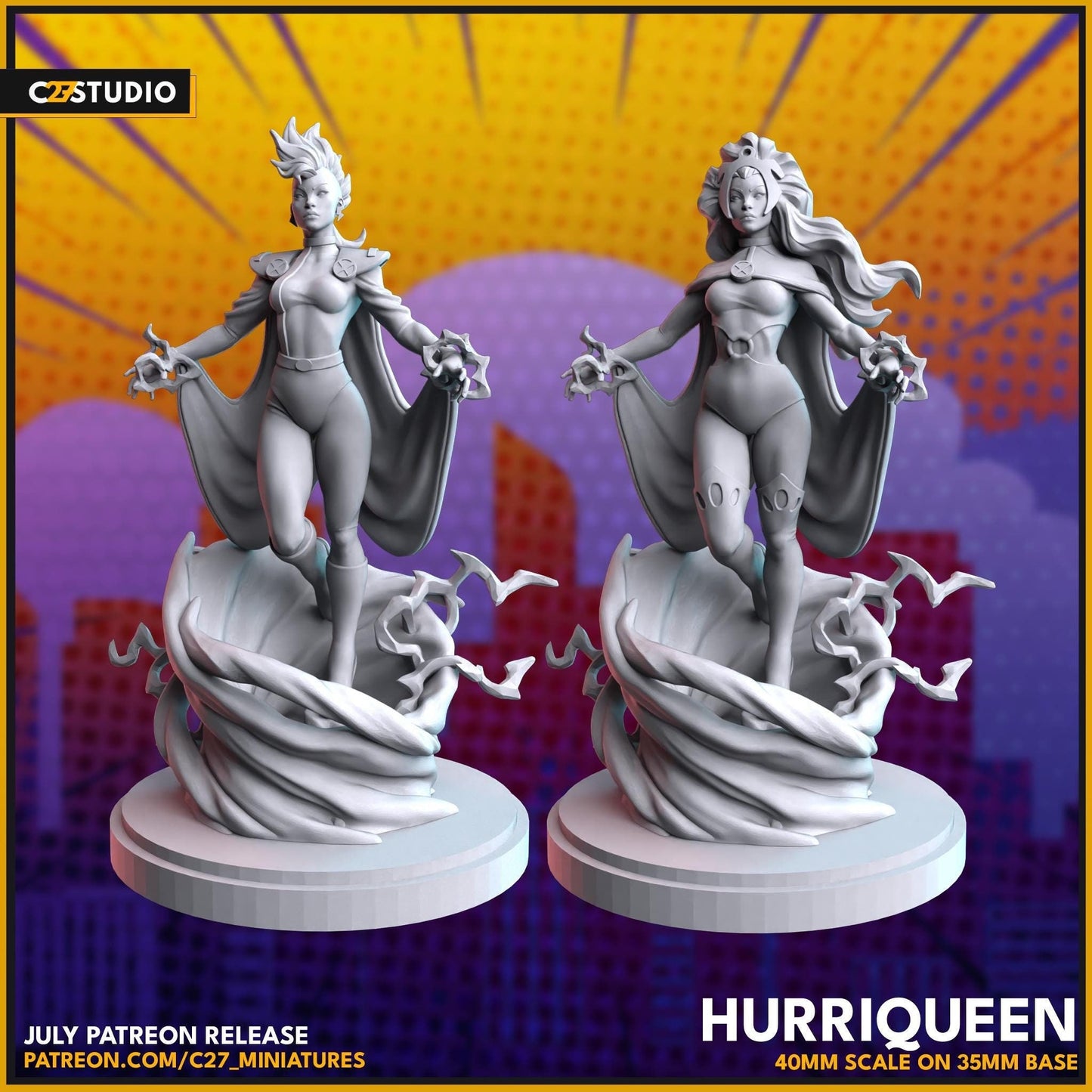 Storm / Hurriqueen 40mm miniature (sculpted by C27 collectibles) (Crisis Protocol Proxy/Alternative)