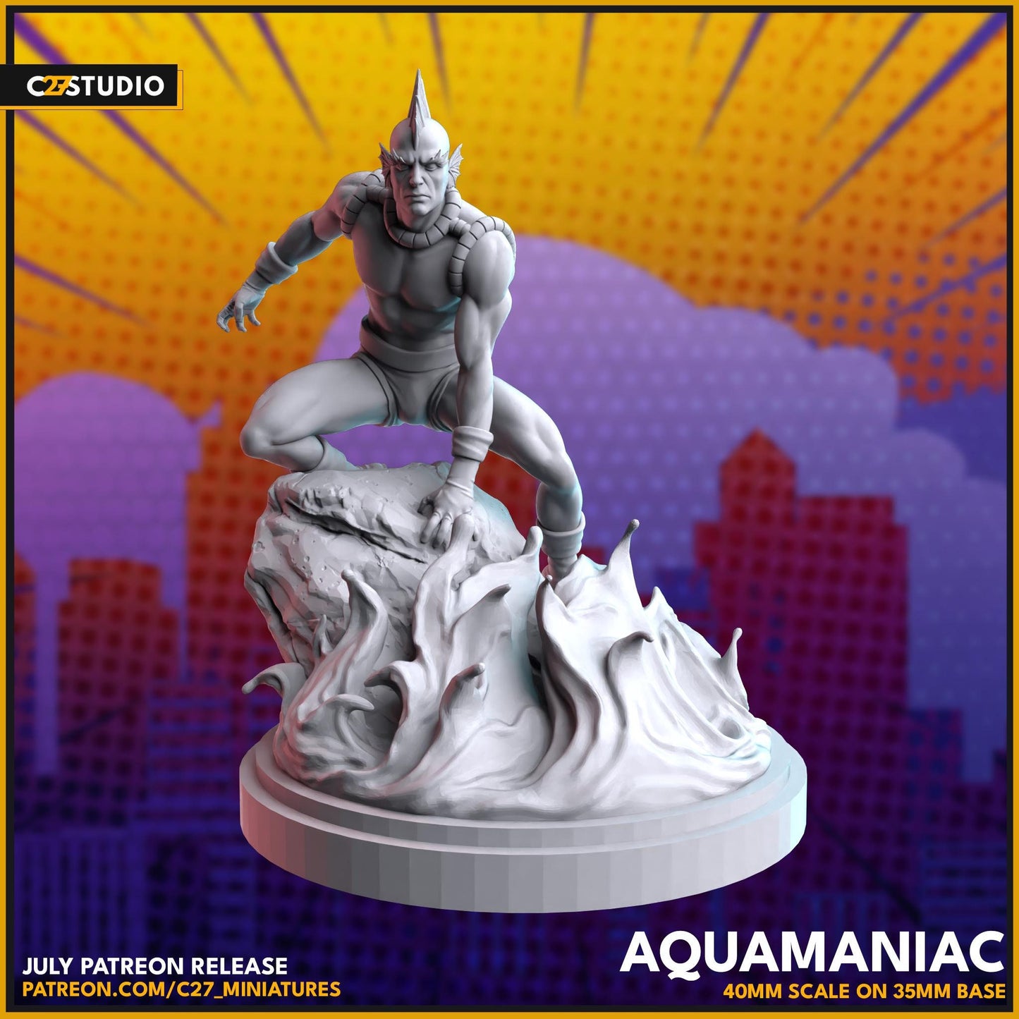 Triton / Aquamaniac 40mm miniature (sculpted by C27 collectibles) (Crisis Protocol Proxy/Alternative)
