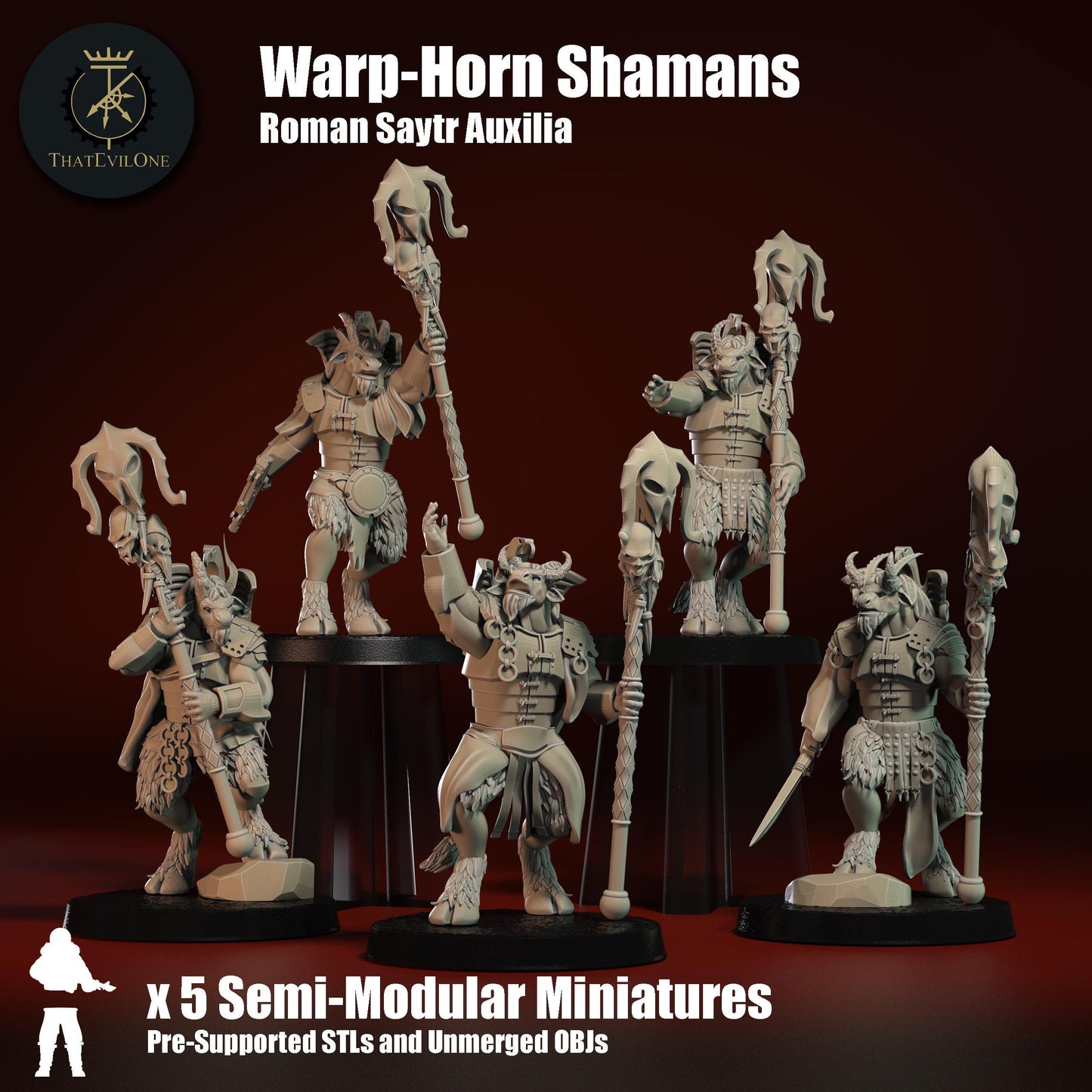 Roman Modular Satyr Warp Horn Shamans (10) (sculpted by That Evil One)