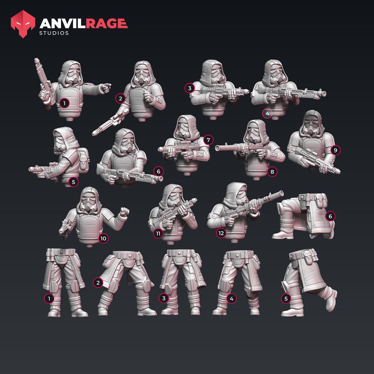Winter Storm Soldiers - set of 6/12 (Sculpted by Anvilrage Studios)