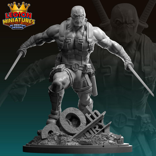 Deadpool with Swords Fan-Art 40mm Miniature (Sculpted by Legion Miniatures) (Crisis Protocol Proxy/Alternative)