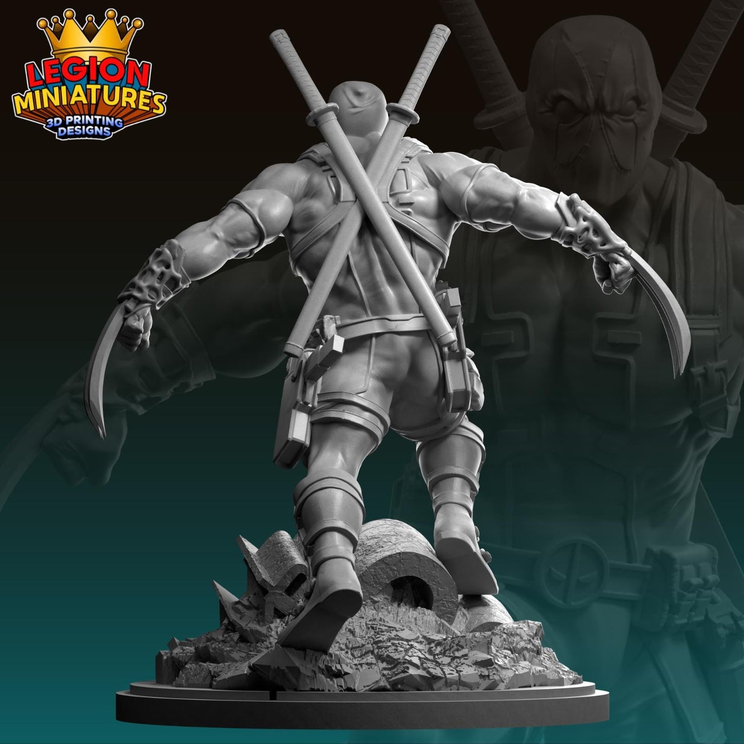 Deadpool with Claws Fan-Art 40mm Miniature (Sculpted by Legion Miniatures) (Crisis Protocol Proxy/Alternative)