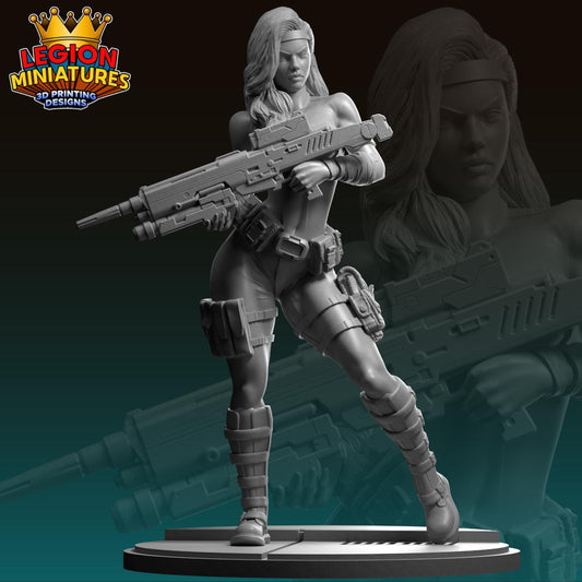 Silver Sable Fan-Art 40mm Miniature (Sculpted by Legion Miniatures) (Crisis Protocol Proxy/Alternative)