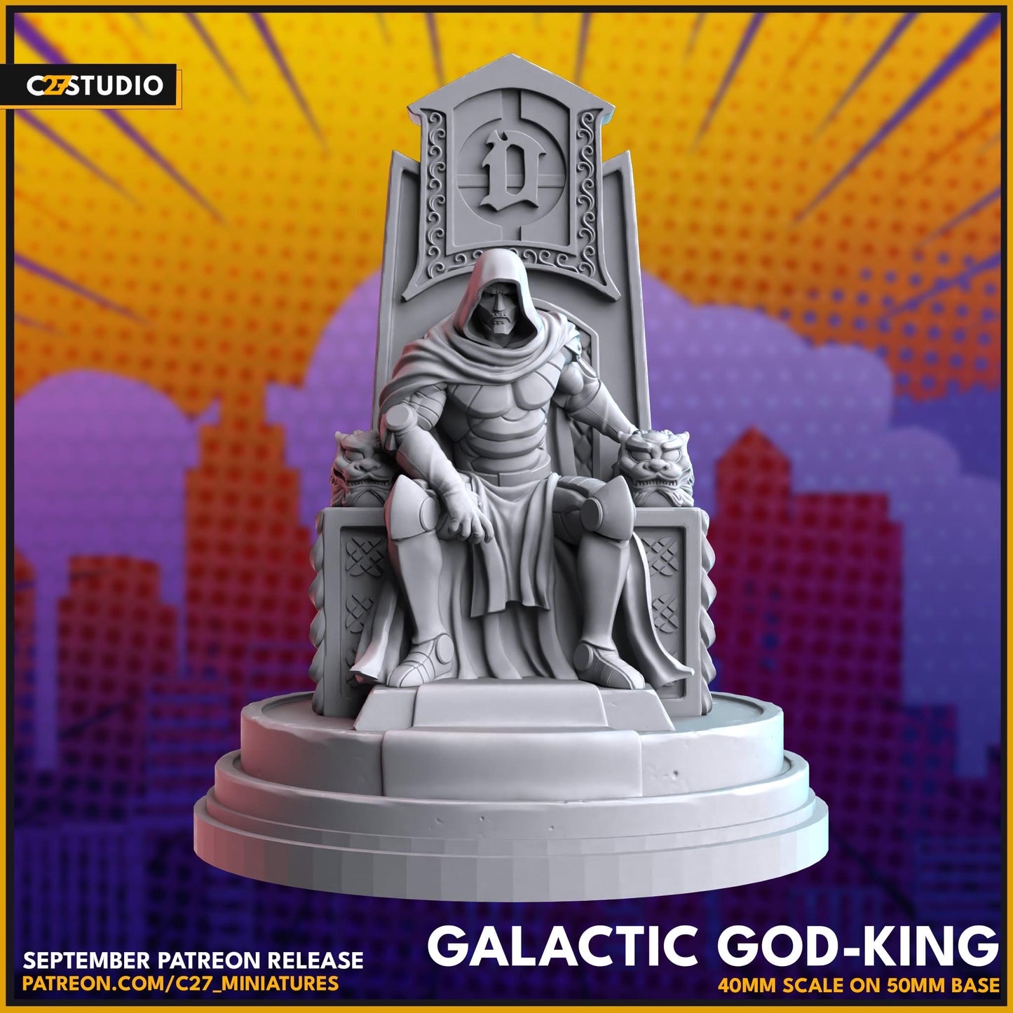Galactic God-King / Doom 40mm miniature (sculpted by C27 collectibles) (Crisis Protocol Proxy/Alternative)