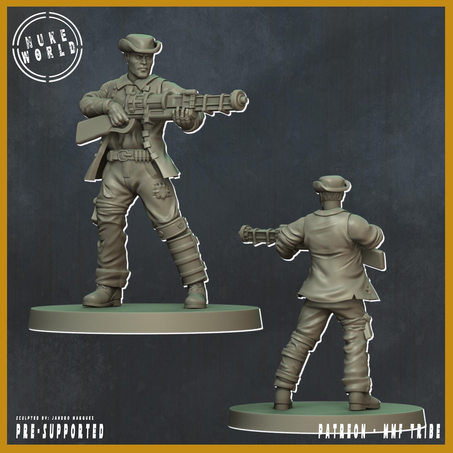 Shield of the People - Male 02 - Nukeworld (Sculpted by Jandro Miniatures)