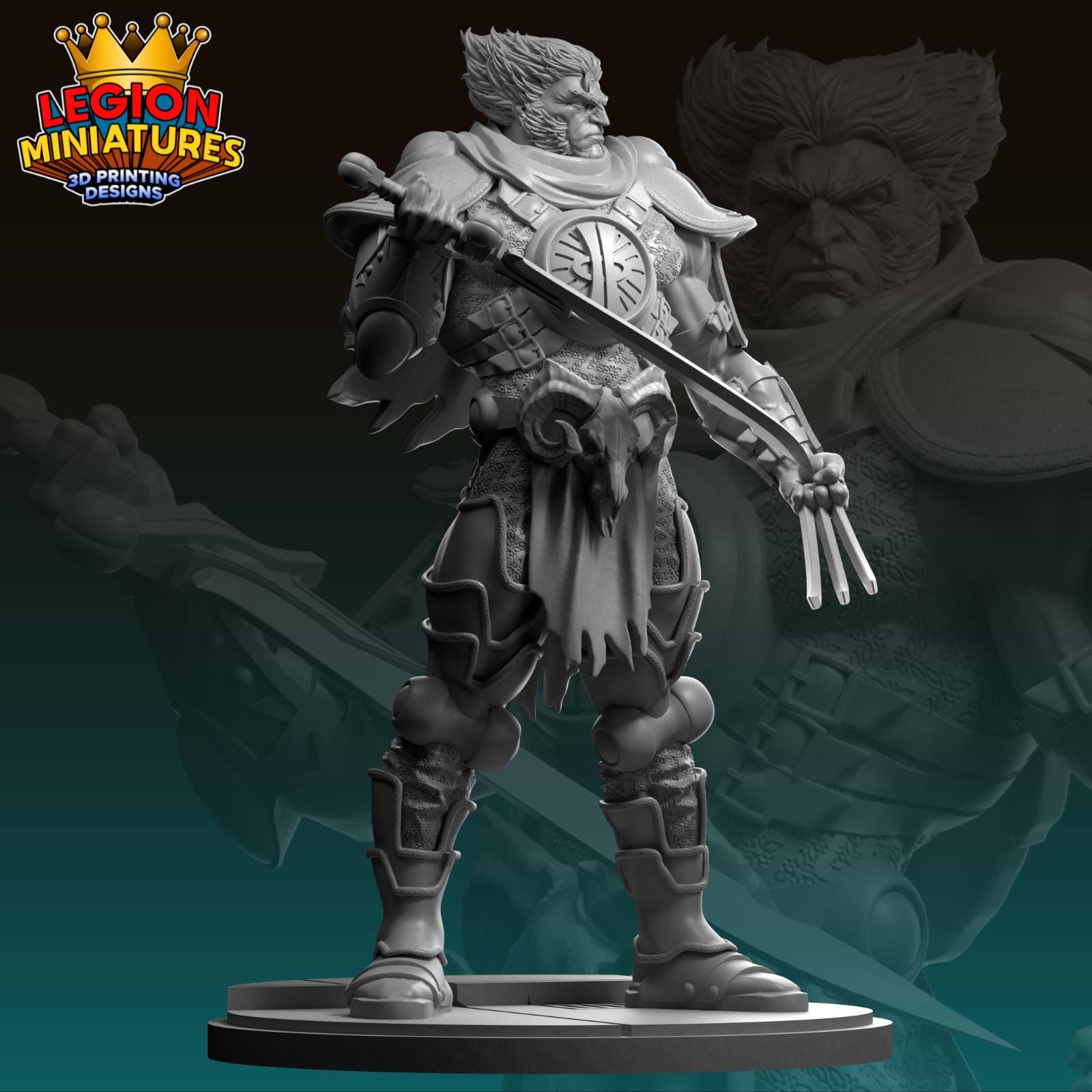 Wolverine Horseman of Death Fan Art 40mm Miniature (Sculpted by Legion Miniatures) (Crisis Protocol Proxy/Alternative)
