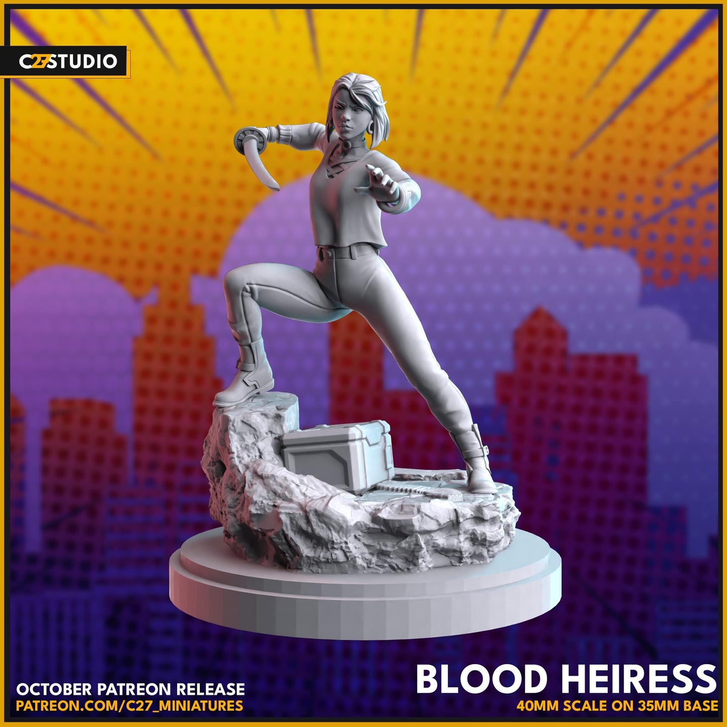 Bloodline / Blood Heiress 40mm miniature (sculpted by C27 collectibles) (Crisis Protocol Proxy/Alternative)
