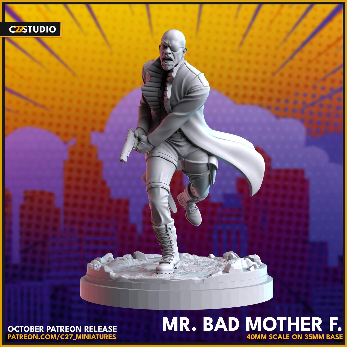 Nick Fury Jr / Mr Bad Mother 40mm miniature (sculpted by C27 collectibles) (Crisis Protocol Proxy/Alternative)