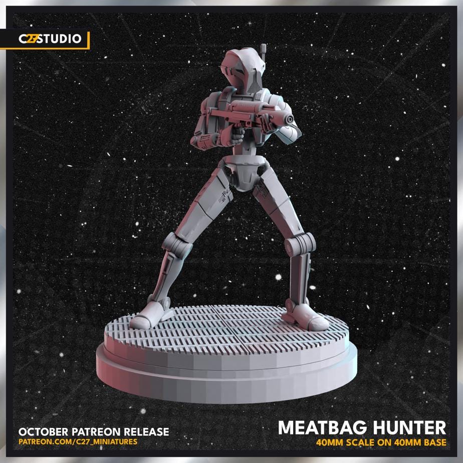 HK-47 / Meatbag Hunter 40mm miniature (sculpted by C27 collectibles) (Crisis Protocol Proxy/Alternative)