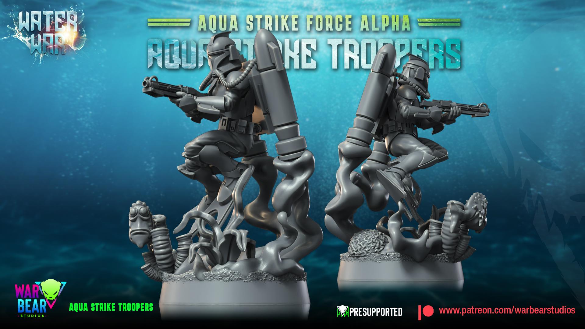 Aqua Strike Troopers - Set of 8 - Aqua Strike Force Alpha (Sculpted by War Bear Studios)