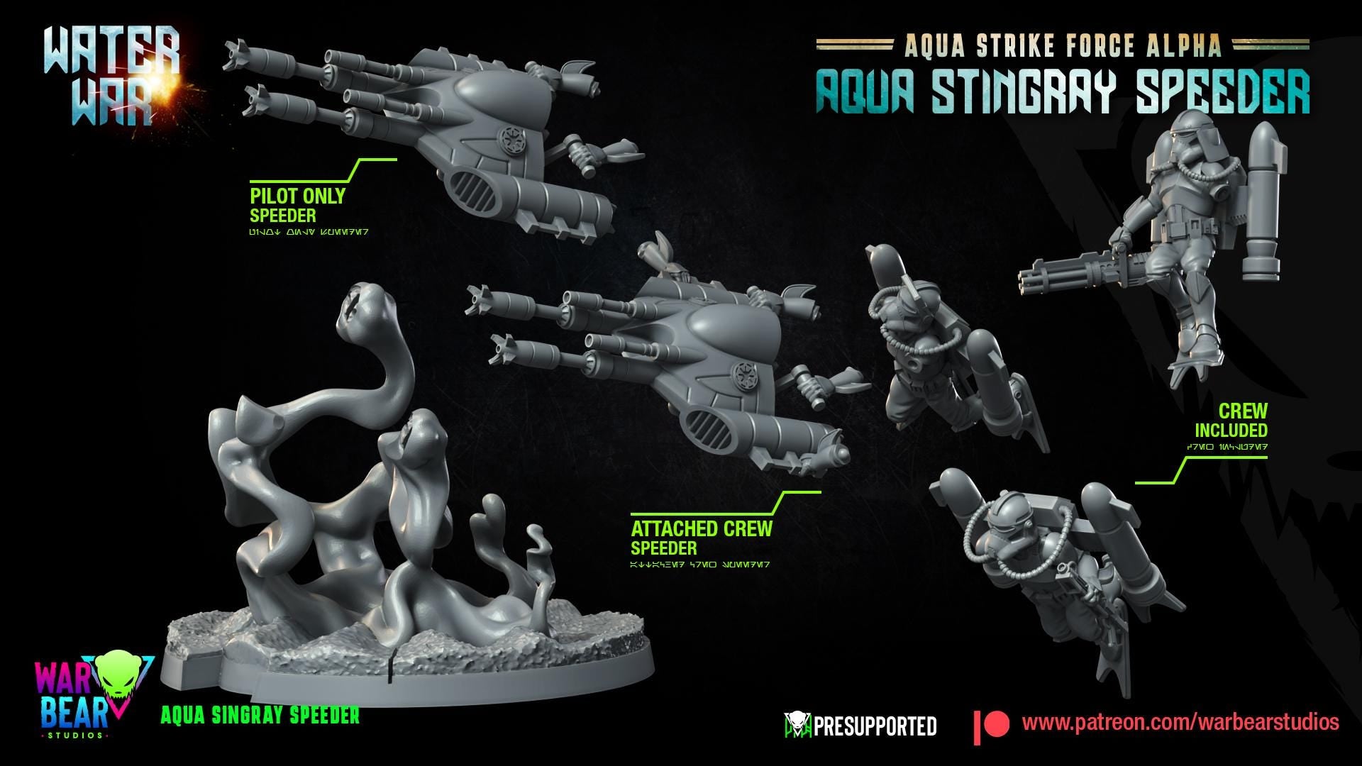 Aqua Strike Troopers - Set of 8 - Aqua Strike Force Alpha (Sculpted by War Bear Studios)