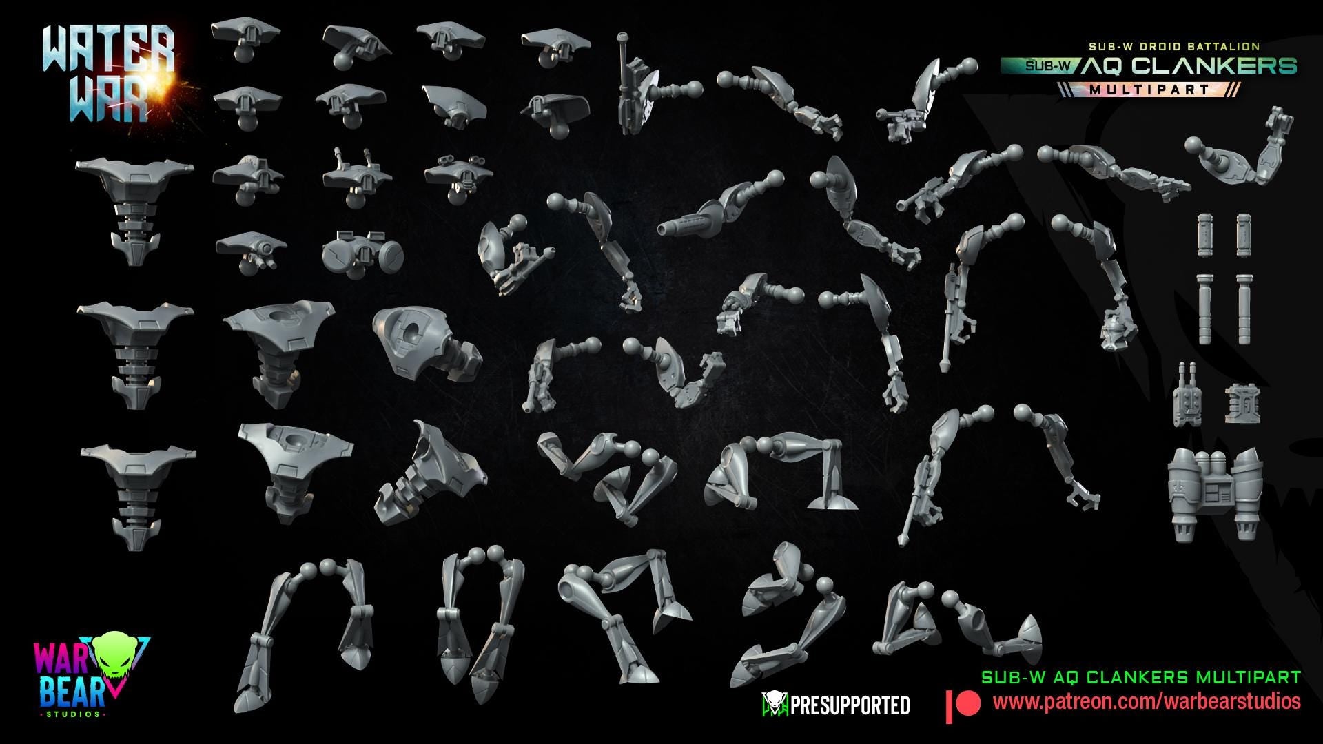 Sub--W AQ Clankers (Multipart) - Set of 7 - Aqua Strike Force Alpha (Sculpted by War Bear Studios)