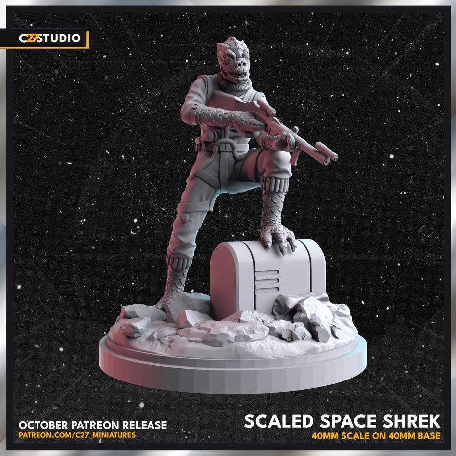 Bossk / Scaled Space Shrek 40mm miniature (sculpted by C27 collectibles) (Crisis Protocol Proxy/Alternative)