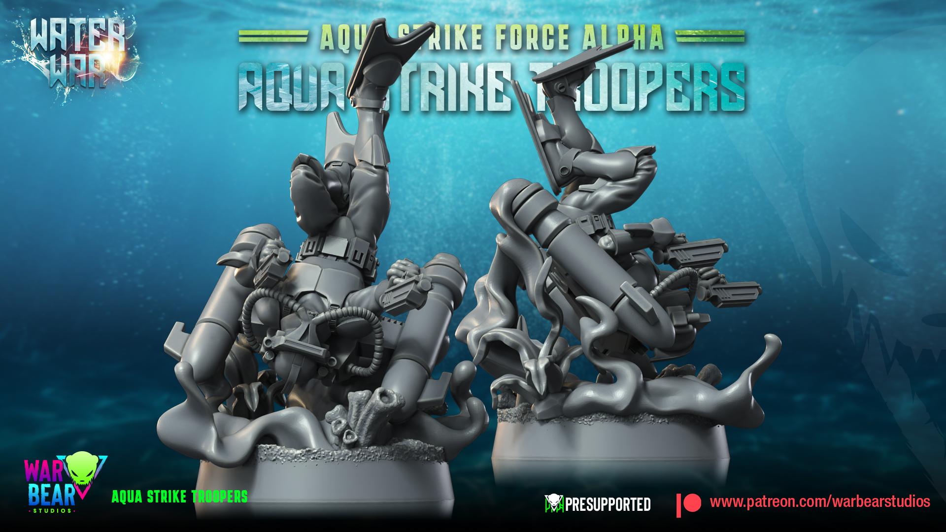 Aqua Strike Troopers - Set of 8 - Aqua Strike Force Alpha (Sculpted by War Bear Studios)