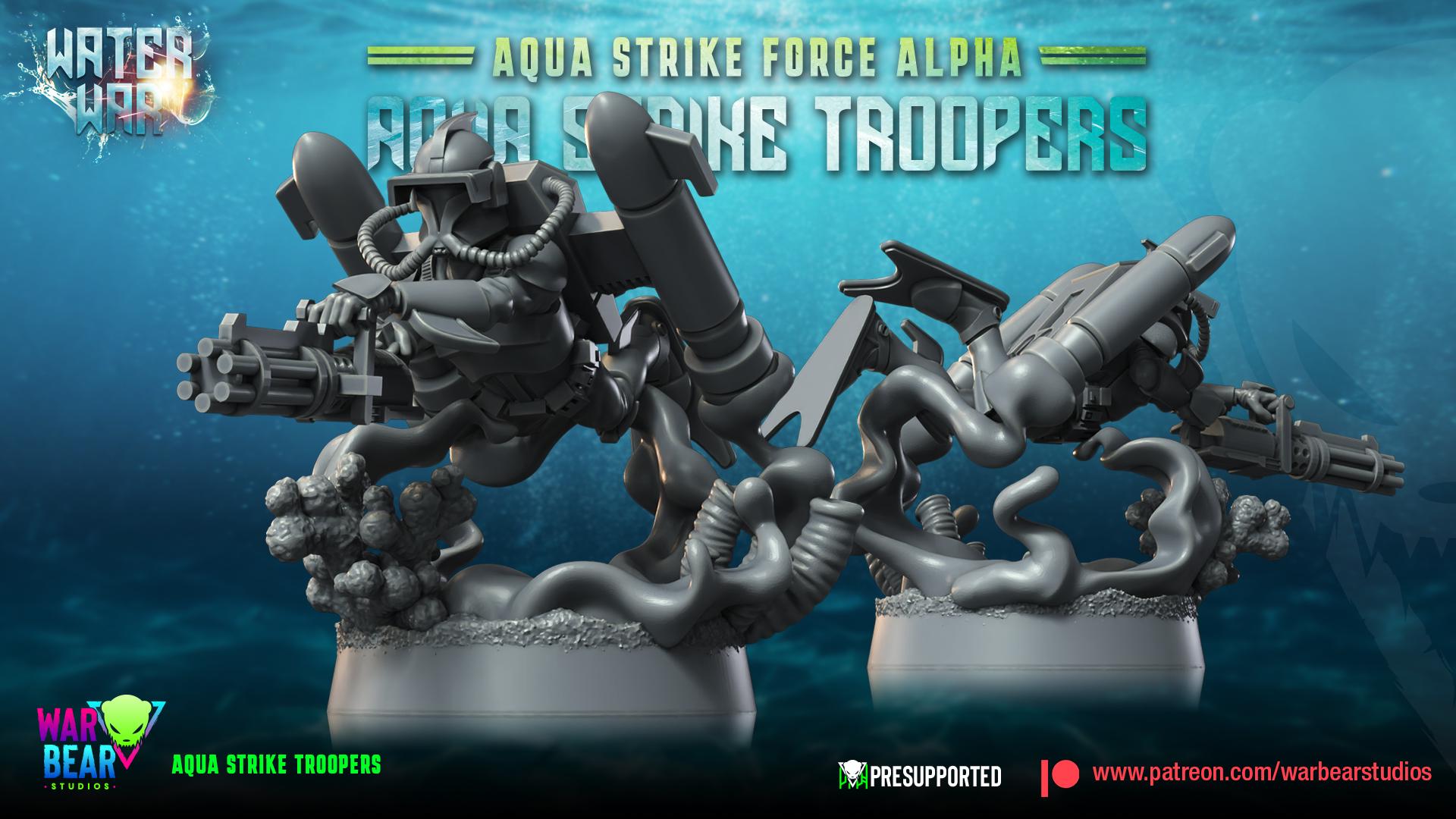 Aqua Strike Troopers - Set of 8 - Aqua Strike Force Alpha (Sculpted by War Bear Studios)