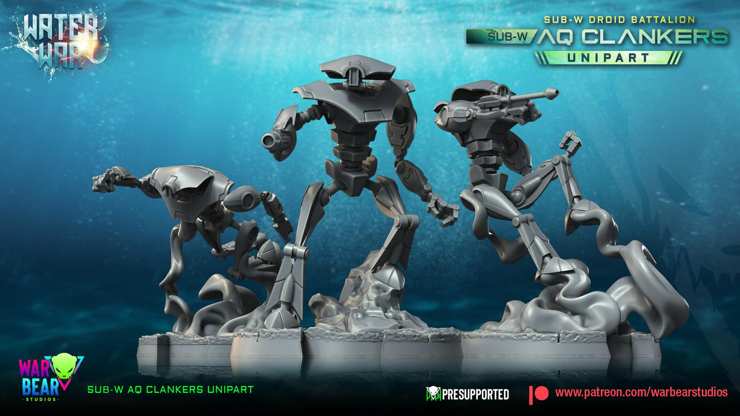 Sub--W AQ Clankers (Unipart) - Set of 7 - Aqua Strike Force Alpha (Sculpted by War Bear Studios)