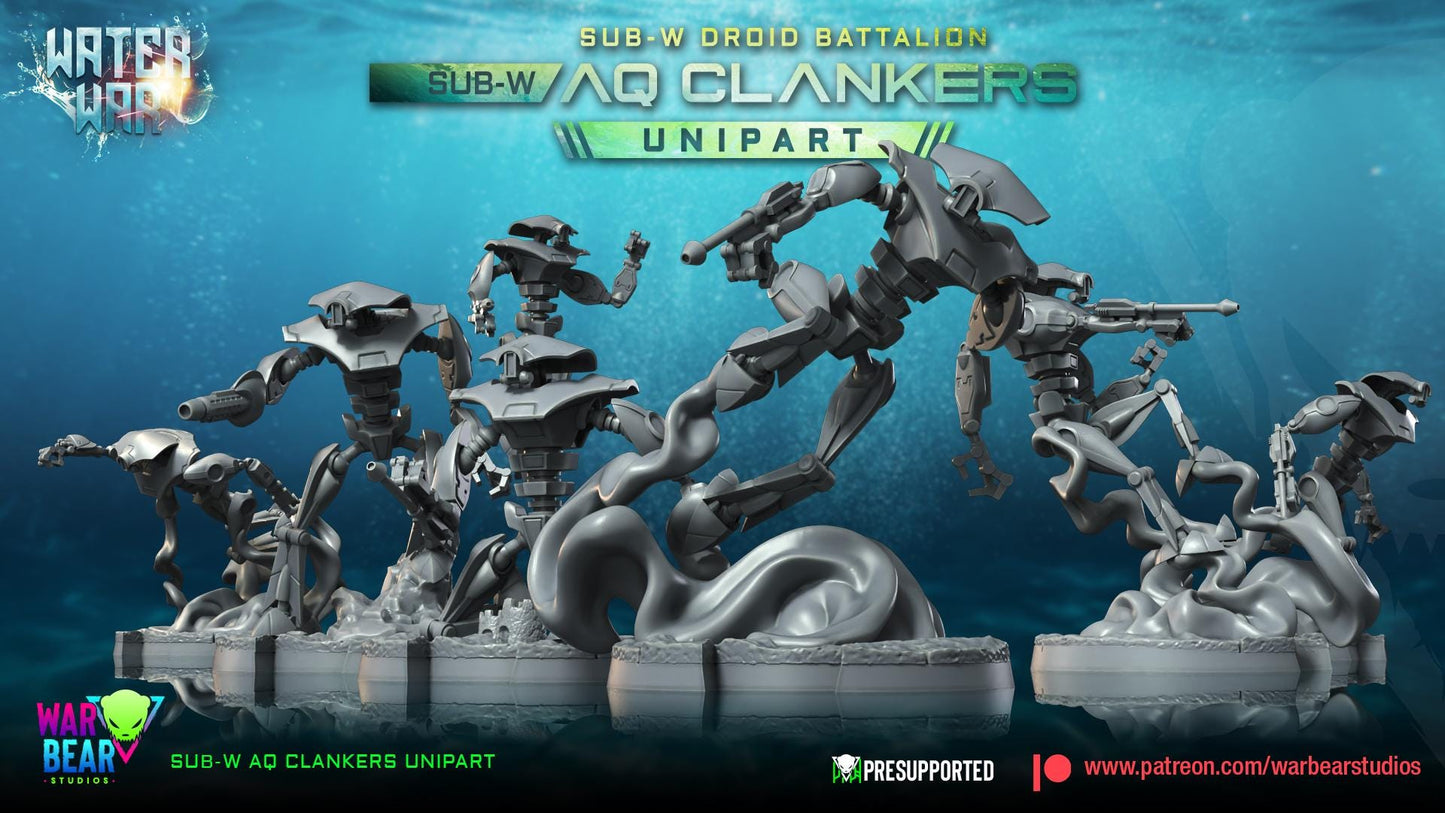 Sub--W AQ Clankers (Unipart) - Set of 7 - Aqua Strike Force Alpha (Sculpted by War Bear Studios)