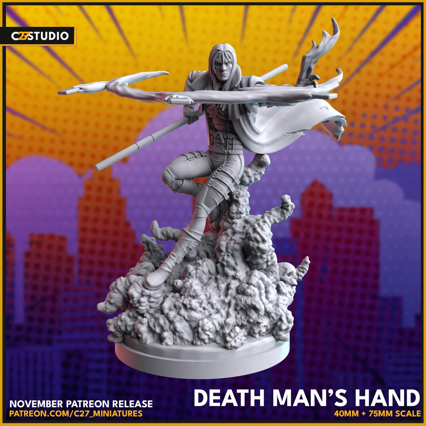 Gambit - Horseman / Death Man's Hand 40mm miniature (sculpted by C27 collectibles) (Crisis Protocol Proxy/Alternative)