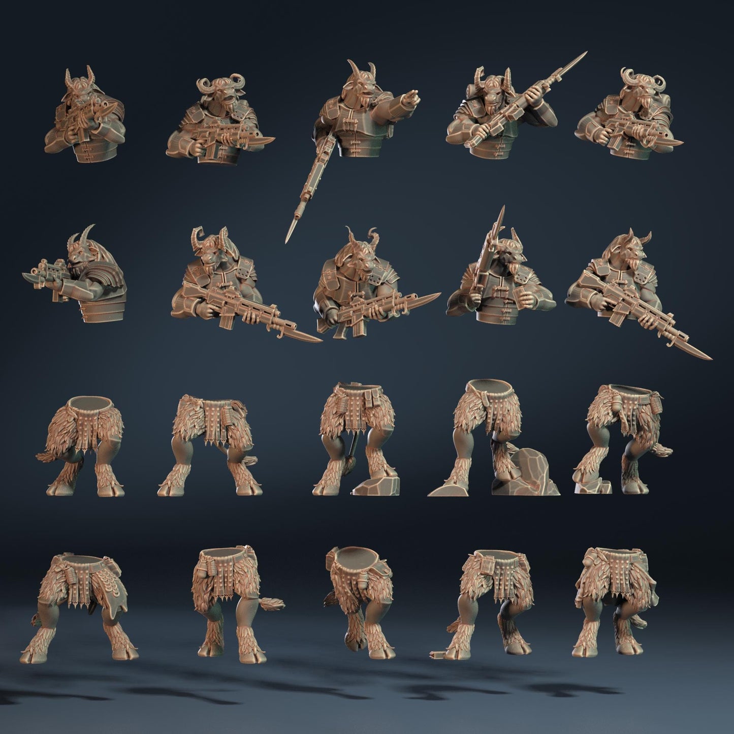 Roman Modular Satyr "Full Horn Infantry Herd" Auxilia (10) (sculpted by That Evil One)