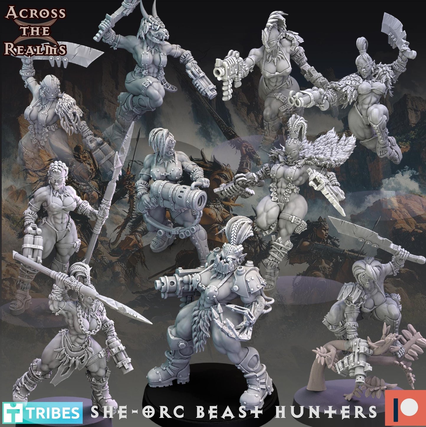 She-Orc Beast Hunters (10 Models) - (sculpted by Across the Realms)