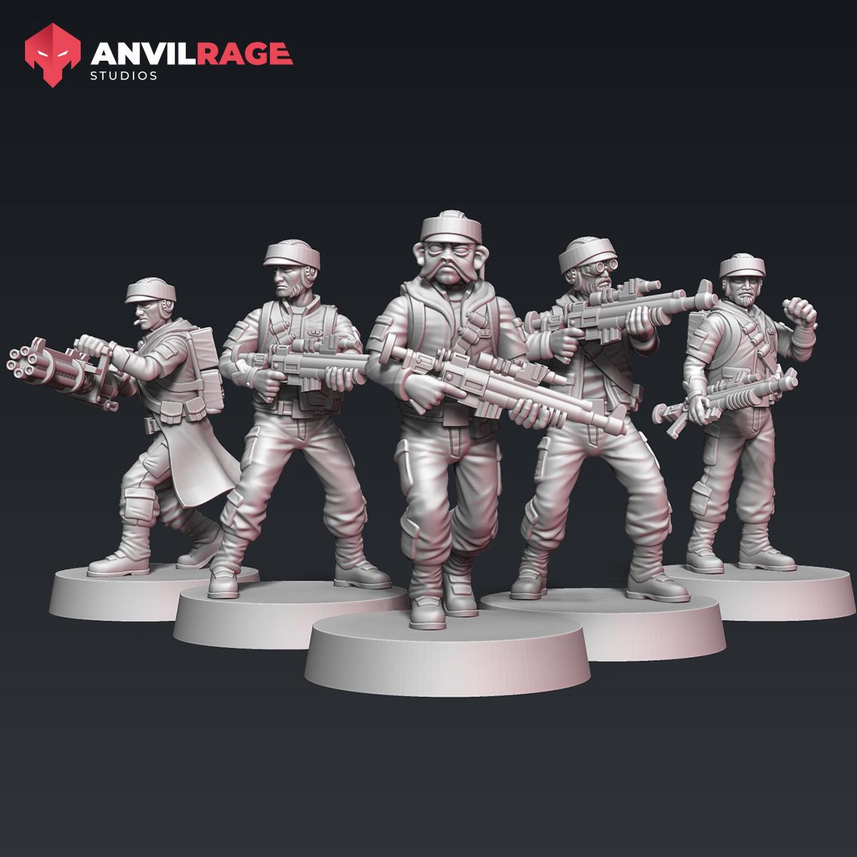 Rebellion Soldiers Kit - set of 5 (Sculpted by Anvilrage Studios)