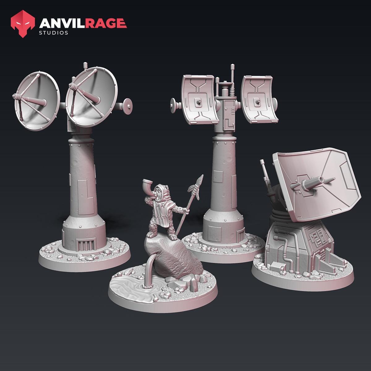 POI - Comm Towers - set of 4 (Sculpted by Anvilrage Studios)