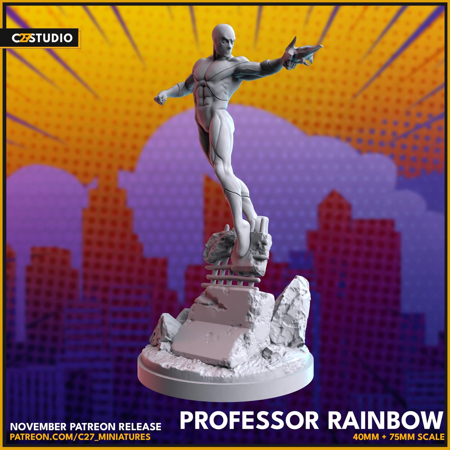 Professor Spectrum / Rainbow 40mm miniature (sculpted by C27 collectibles) (Crisis Protocol Proxy/Alternative)