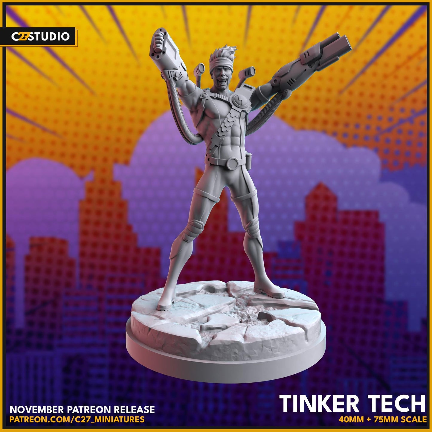 Fixer / Tinker Tech 40mm miniature (sculpted by C27 collectibles) (Crisis Protocol Proxy/Alternative)
