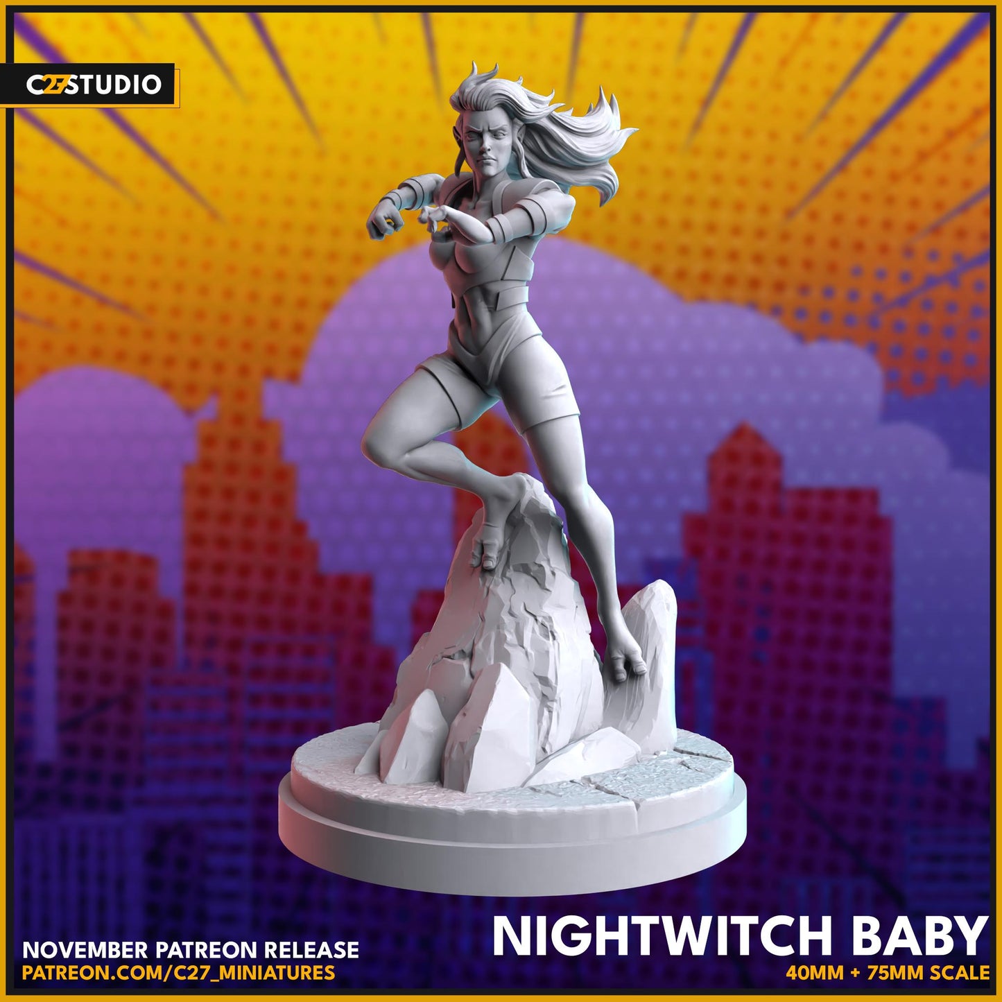 Nocturne / Nightwitch Baby 40mm miniature (sculpted by C27 collectibles) (Crisis Protocol Proxy/Alternative)