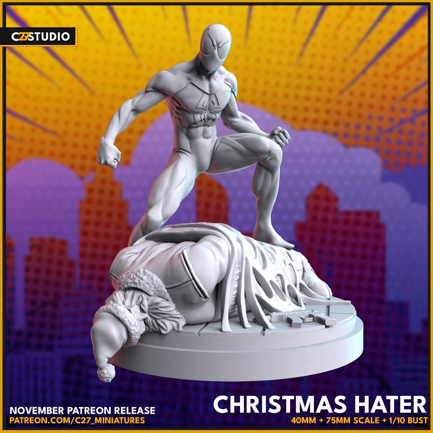 Scarlet Spider / Christmas Hater 40mm miniature (sculpted by C27 collectibles) (Crisis Protocol Proxy/Alternative)