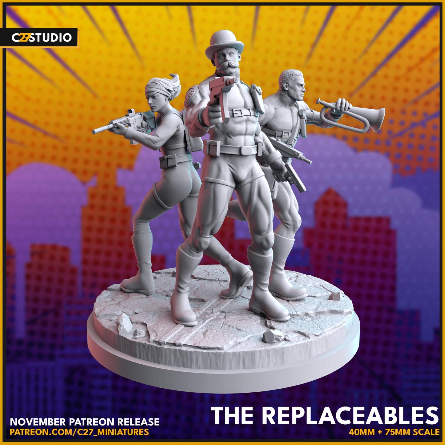 SHIELD Agents / The Replacables 40mm miniature (sculpted by C27 collectibles) (Crisis Protocol Proxy/Alternative)