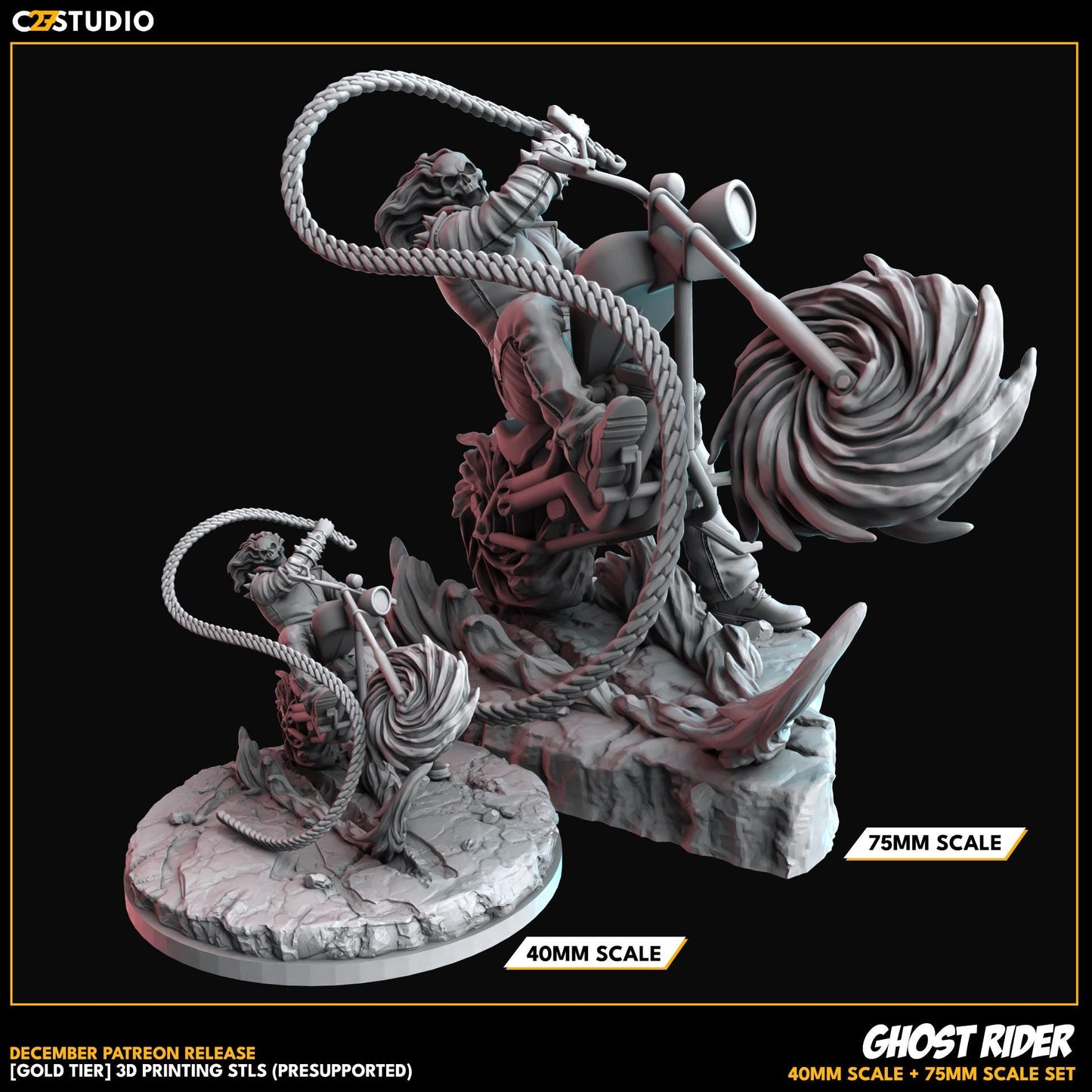 Ghost Rider / Mar-vel’s Angel 40mm miniature (sculpted by C27 collectibles) (Crisis Protocol Proxy/Alternative)