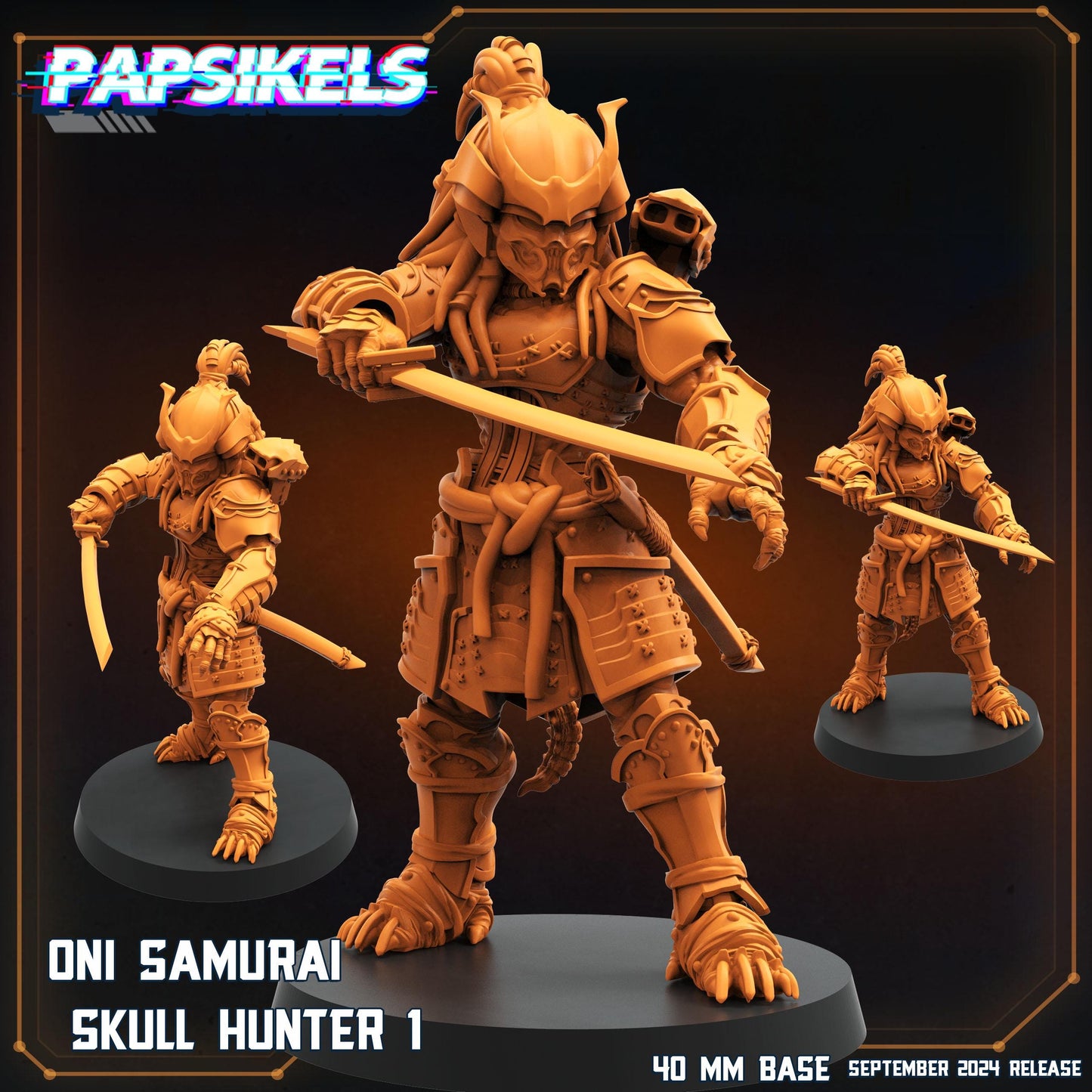 Oni Samurai Skull Hunter 1 - Predator Fan Art (sculpted by Papsikels)