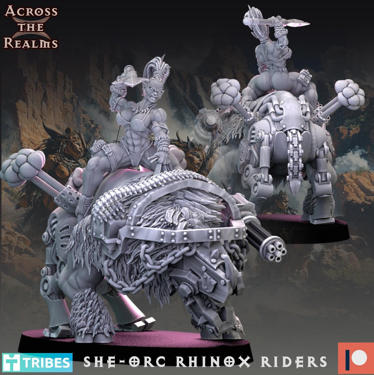 She-Orc Rhinox Riders (3 Models) - (sculpted by Across the Realms)