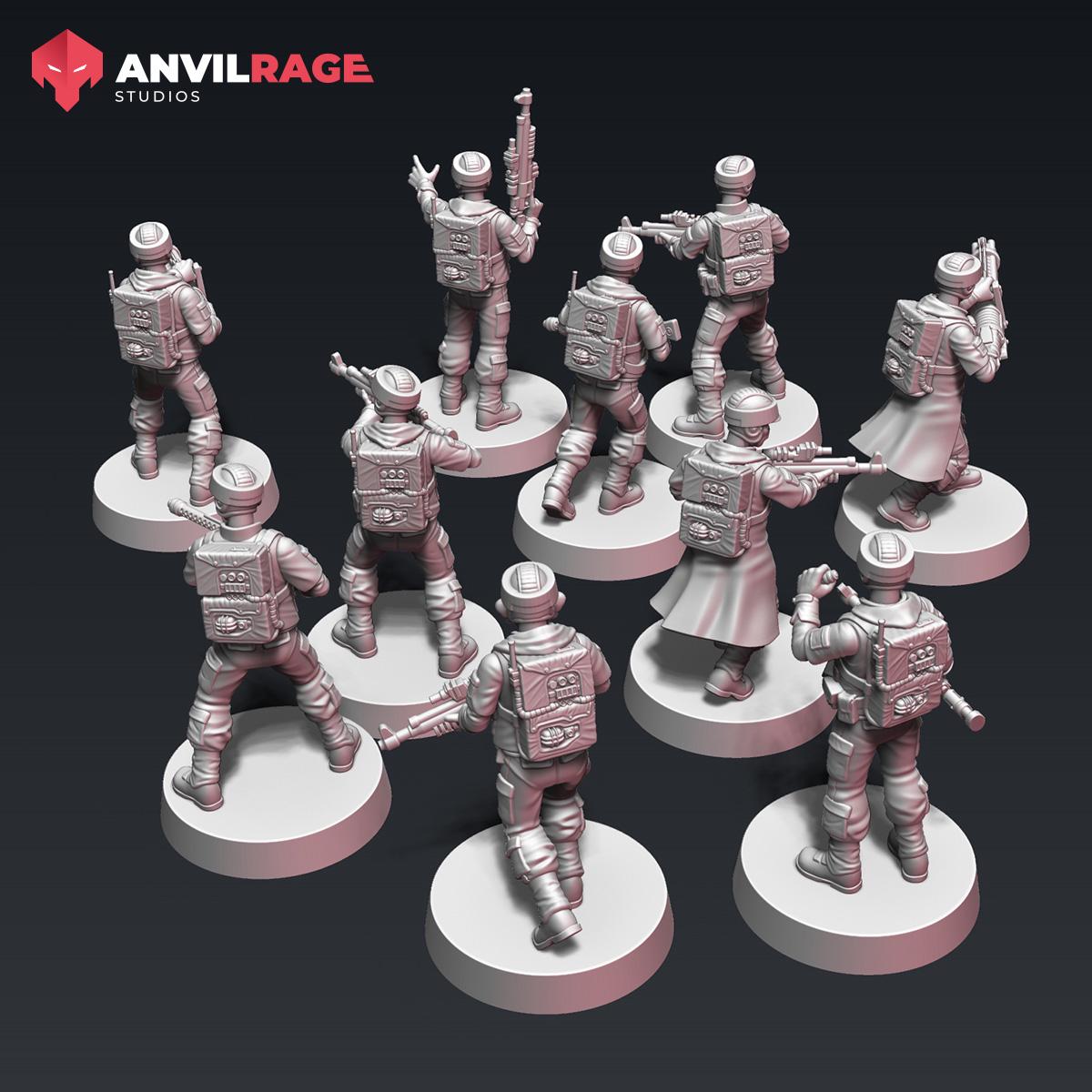 Rebellion Soldiers Kit - set of 5 (Sculpted by Anvilrage Studios)