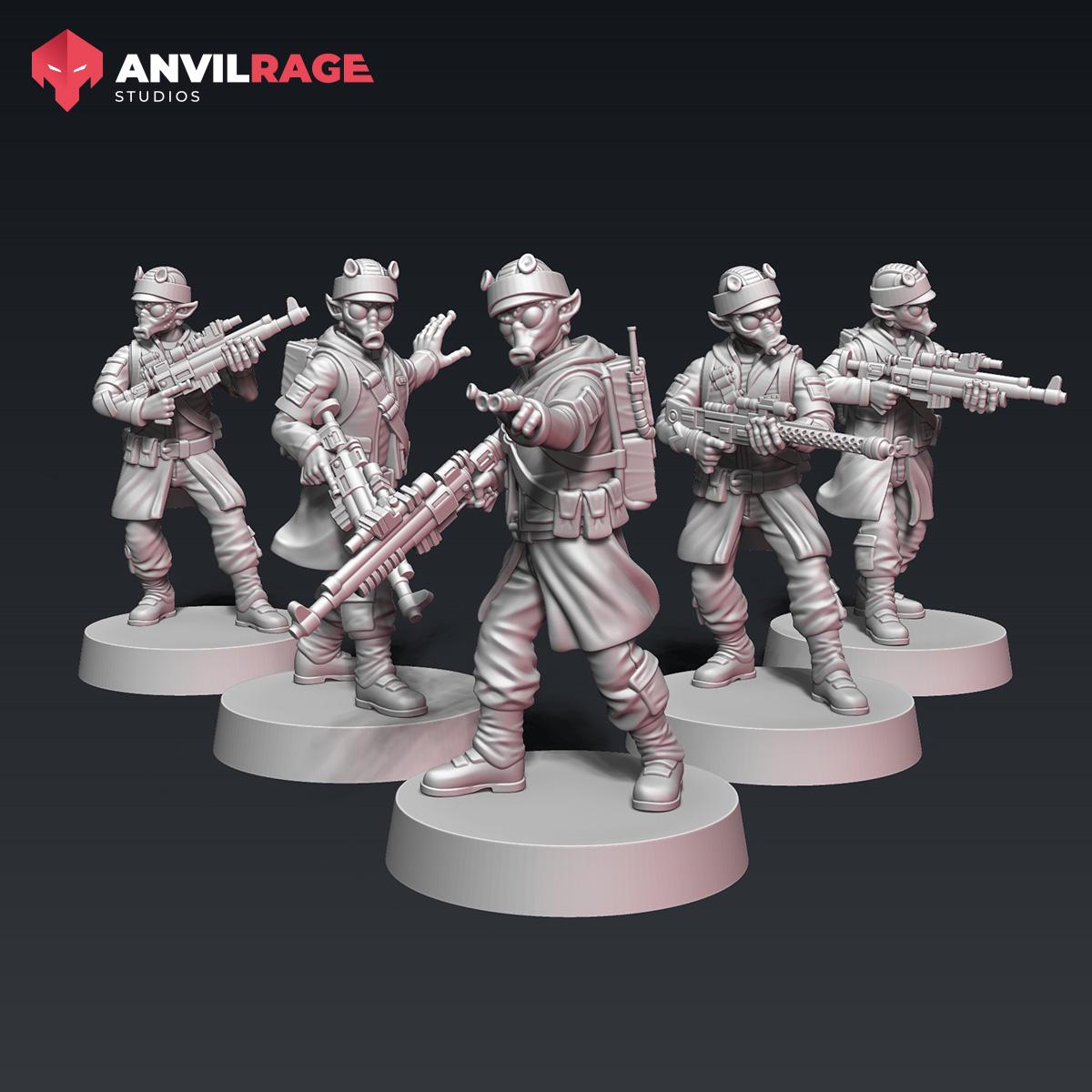Rebellion Soldiers Rodian Kit Add-On (builds 2) (Sculpted by Anvilrage Studios)